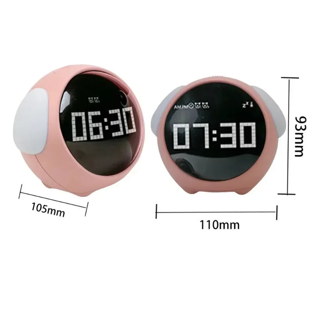 Multifunctional Expression Alarm Clock USB Rechargeable Night Light Child Voice Controlled Light for Thermometer Display