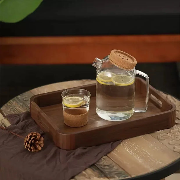 Portable Solid Wood Tray Walnut Wooden Tea Tray Luxury Dessert Coffee Tray Home Decoration Storage Tray