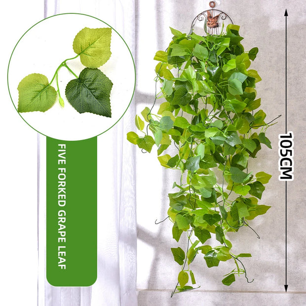 Artificial Hanging Plant Fake Ivy Leaves Vine 105cm/41in Clover Plant Greenery for Window Porch Garden Pot Indoor Outdoor Decor