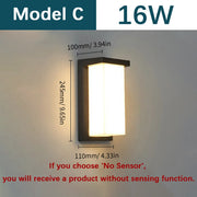 LED Outdoor Wall Light Wall Lamp Motion Sensor 85-265V 16W10W Waterproof Modern Indoor Home Balcony Path Porch Garden Decoration