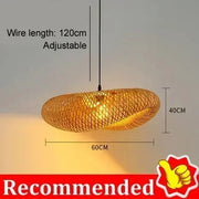 Bamboo Weaving LED Pendant Light HandMade Vintage Home Hanging Chandelier Lampshade Dining Living Room Indoor Fixtures