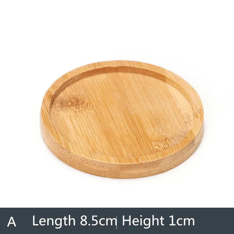 1PC 8 Design Flower Pot Holder Fleshy Bonsai Pad Bamboo Tray Wooden Flowerpot Tray Home Office Decor Planter Pots Mat Stand