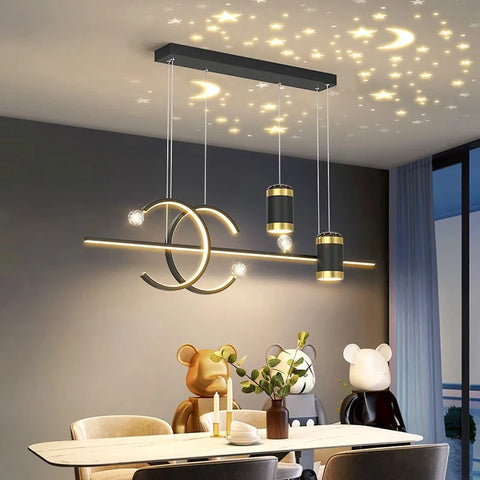 Modern Dining Room Pendant Light LED Smart Remote Control Dining Table Hanging Lamp Luxury Lustre Home Indoor Decor Chandelier