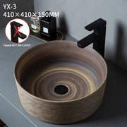 Brown Ceramic Vessel Sink Vanity Bowl Oval Bathroom Table Sink Lavatory Balcony Art Basin Above Counter Pedestal Washing Basin