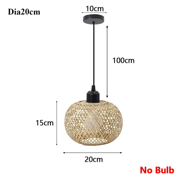 Bamboo Pendant Lamp Lustre Chandelier Hanging Lamp Handmade Rattan Pendant Light Fixture Restaurant Dining Room Indoor Lighting