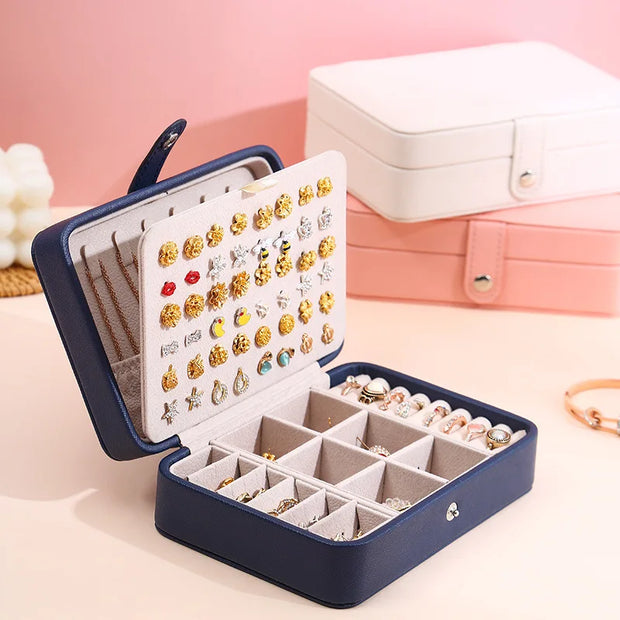 Korean Version Simple Ins Style Portable Jewelry Storage Box 2024 New High-end Exquisite Large Capacity Travel Jewelry Bag