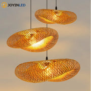 Bamboo Weaving Chandelier Lamp 40/50/60cm Hanging LED Ceiling Light Pendant Lamp Fixtures Rattan Woven Home Bedroom Decors