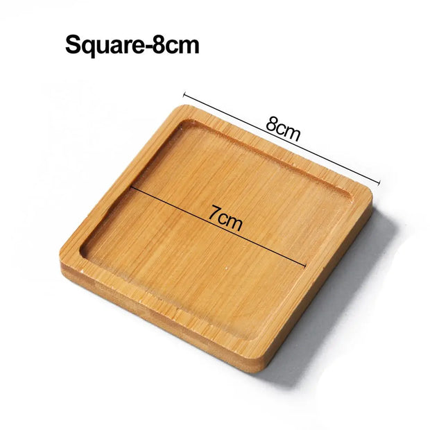 Multi Bamboo Tray Wood Saucer Flower Pot Tray Cup Pad Coaster Plate Kitchen Decorative Plate Creative Coaster Coffee Cup Mat