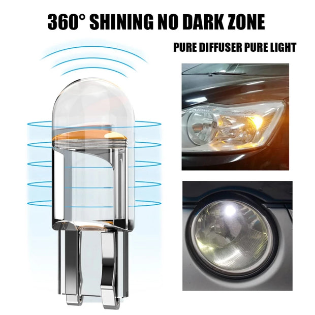 Car T10 LED Parking Lights W5W Canbus Wedge Bulbs Reading Dome Lamps COB 6000K Auto License Plate Light Interior Bulb DC 12V