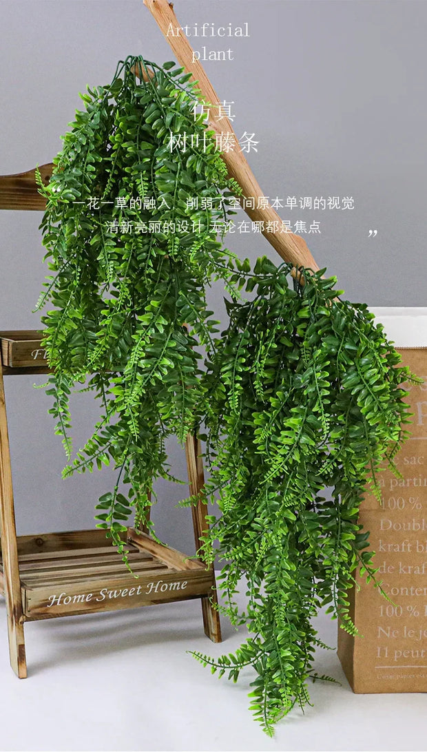 Artificial Hanging Plants 32 Inch Fake Boston Ferns Plastic Fake Plants for Wall House Wedding Garland Indoor Outdoor Decoration