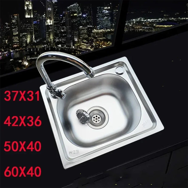 1.1mm Best Thickened Sink 304 Stainless Steel Kitchen Single Large Slot Set