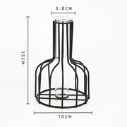 Nordic Simple Golden Glass Vase Hydroponic Plant Flower Vase Iron Geometric Glass Test Tube Metal Plant Holder Modern Home Decor