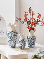 Jingdezhen New Chinese Vase, Ceramic Blue and White Porcelain Decoration, Living Room Aquatic Flower Arrangement, Retro Tea Room