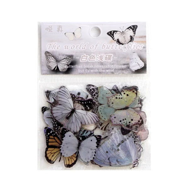 40Pcs/Pack Butterfly Series Stickers Art Collage Junk Journal DIY Scrapbooking PET Waterproof Craft Aesthetics Stickers Decor