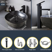 Ceramic Bathroom Vessel Sink Bowl Above Counter Art Single Sink Drain Lavatory Wash Hand Basin Household Countertop Wash Basin