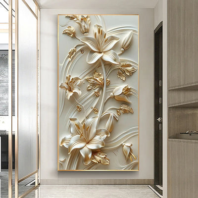 Vintage White Flower Canvas Painting Retro Magnolia Flower Wall Arts Lily Floral Posters Prints Home Porch Wall Decor No Frame