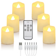 Candle Light Rechargeable Candles Timer Remote LED Tea Light Flameless For Wedding Room Garden Holiday Lighting Home Decoration