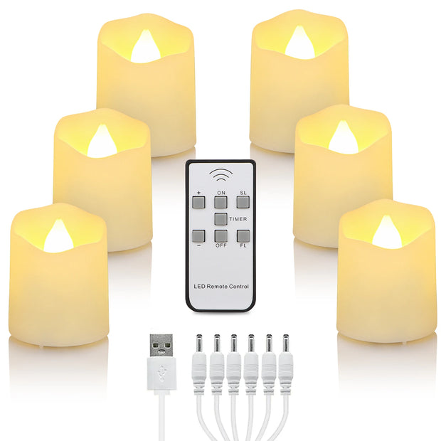 Candle Light Rechargeable Candles Timer Remote LED Tea Light Flameless For Wedding Room Garden Holiday Lighting Home Decoration