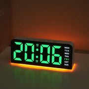 Digital Alarm Clock with Mood Light TEMP Date Week 2 Alarms Snooze Electronic Table Clock 4 Levels Brightness 12/24H LED Clock