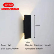 Outdoor Waterproof Wall Lamps Strip Aluminum Wall Lights 18W LED Black Wall Lamp Bedroom Exterior Outdoor Lighting Fixtures