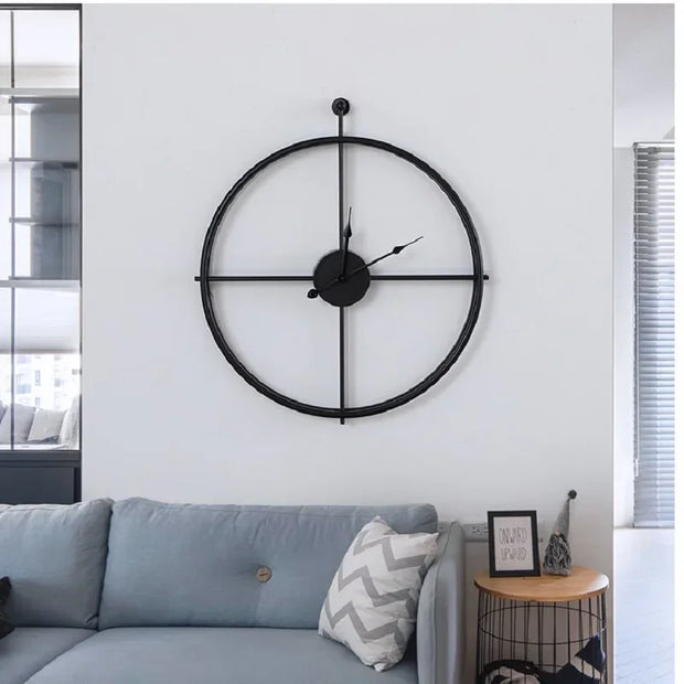 Retro Large Wall Clock Double-walled Square Tube Iron Silent Home Watch Simple Design Living Room Office Art Wall Decor Clock