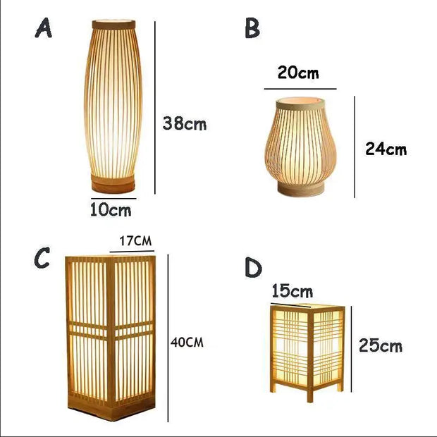 Bedroom warm bedside lamp Japanese-style Zen tea room lamps tatami decor table lamps Living Room bamboo art desk lights