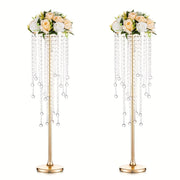 2-piece Acrylic Hanging Bead Flower Stand, Electroplated Flower Stand, Wedding Road Lead, Home Decoration, Party Decoration