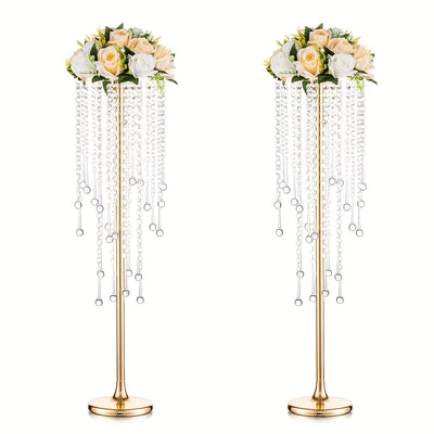 2-piece Acrylic Hanging Bead Flower Stand, Electroplated Flower Stand, Wedding Road Lead, Home Decoration, Party Decoration