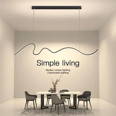 Modern Minimalist Led Pendant Lights Dimmable Black for Table Dining Room Kitchen Office Hanging Lamp Fixture Home Decor Design