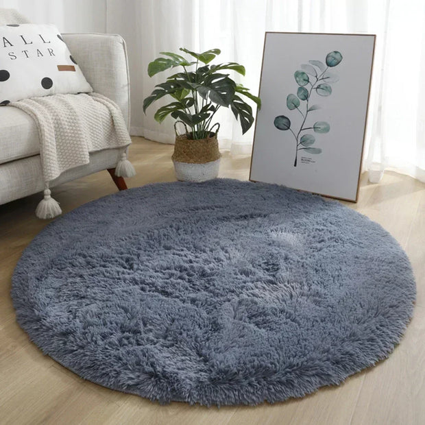 40cm Anti-Slip Fluffy Rugs Large Shaggy Rug Super Soft Mat Living Room Bedroom Carpet Aesthetic Bedroom Round Carpet Decoration