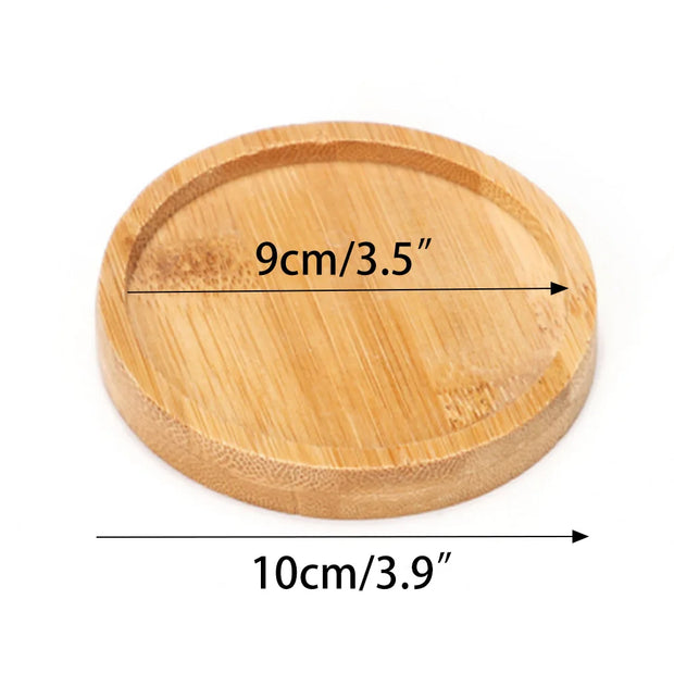 Tray Bamboo Wood Flower Pots Anti-Fade Round Square Creative Planters Holder Home Decor Mini Stand Favor Succulent Garden Supply