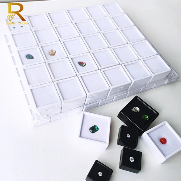 Lot of 70 Transparent Gem Display Box Top Glass Pendant Bead Charms Storage Jar Collection for Gemstone Diamond Holder Container