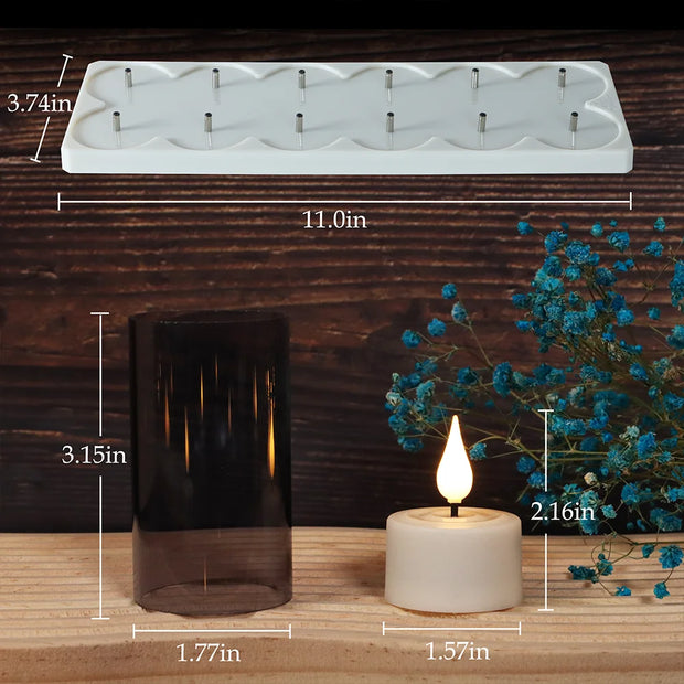 6/12Pcs LED Candle Light Timer Rechargeable Flashing Flameless Candle Lamp Tea Lights With Black Cups For Home Decoration Candle