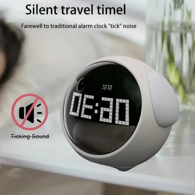 Multifunctional Expression Alarm Clock USB Rechargeable Night Light Child Voice Controlled Light for Thermometer Display