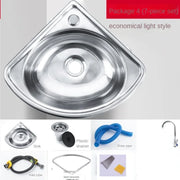 Stainless Steel triangle Basin corner wall-mounted kitchen vegetable washing sink single bowl Bathroom wash basins