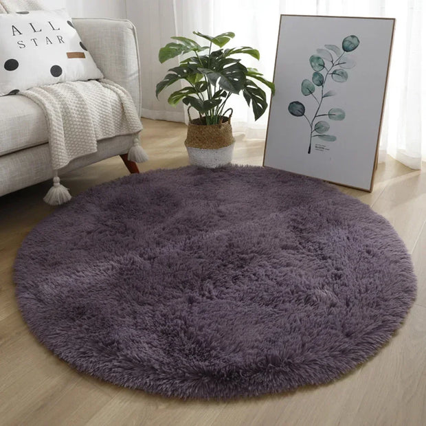 40cm Anti-Slip Fluffy Rugs Large Shaggy Rug Super Soft Mat Living Room Bedroom Carpet Aesthetic Bedroom Round Carpet Decoration