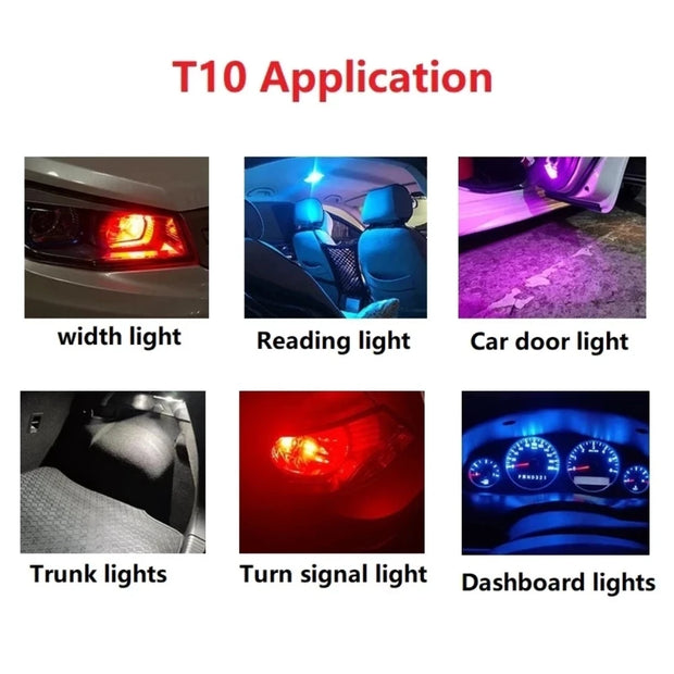 Car T10 LED Parking Lights W5W Canbus Wedge Bulbs Reading Dome Lamps COB 6000K Auto License Plate Light Interior Bulb DC 12V