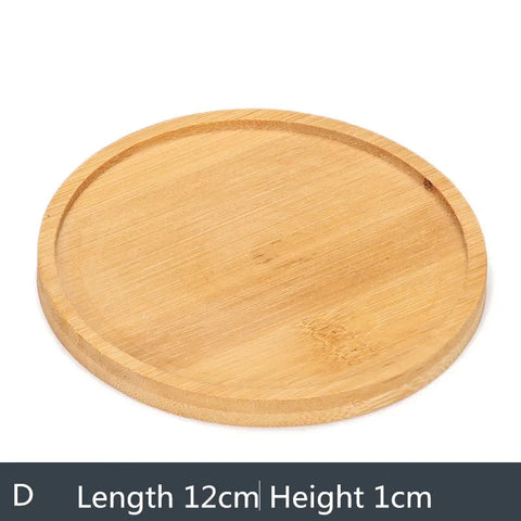 1PC 8 Design Flower Pot Holder Fleshy Bonsai Pad Bamboo Tray Wooden Flowerpot Tray Home Office Decor Planter Pots Mat Stand