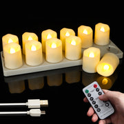 Candle Light Rechargeable Candles Timer Remote LED Tea Light Flameless For Wedding Room Garden Holiday Lighting Home Decoration