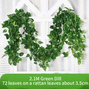 Artificial Plant 2.1M Green Ivy Leaf Wreath Silk Wall DIY Hanging Vine Family Garden Decoration Wedding Party Fake Wreath Leaves