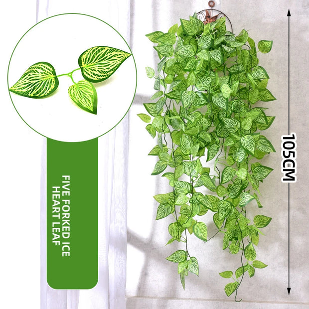 Artificial Hanging Plant Fake Ivy Leaves Vine 105cm/41in Clover Plant Greenery for Window Porch Garden Pot Indoor Outdoor Decor