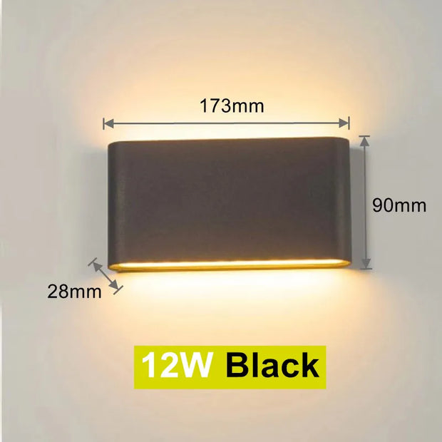 6W 12W LED Wall Lamp Outdoor Waterproof Garden Lighting Aluminum AC86-265V Indoor Bedroom Living Room Stairs Wall Light