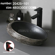 Ceramic Bathroom Vessel Sink Bowl Above Counter Art Single Sink Drain Lavatory Wash Hand Basin Household Countertop Wash Basin