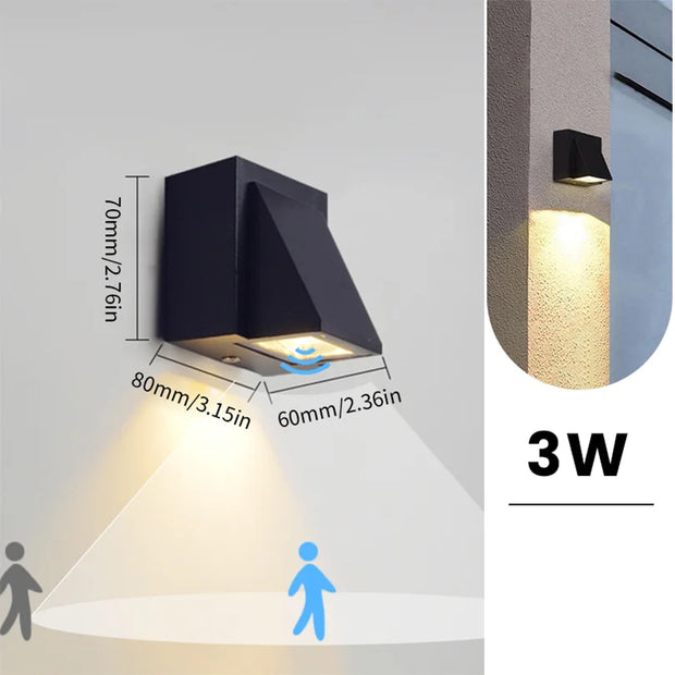 indoor outdoor Led wall lights IP66 Waterproof  up down LED 6W Led Wall Lamp Surface Mounted Garden Porch Sensor LED Light