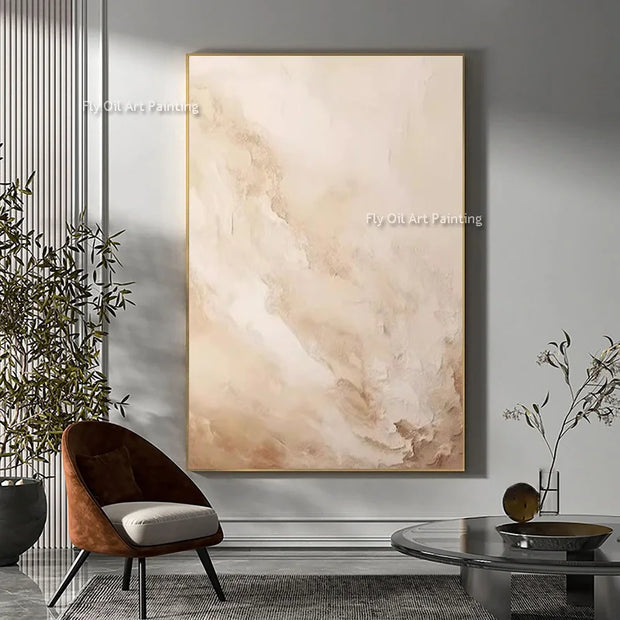 Beige White Abstract Oil Painting On Canvas Minimalist White Canvas Wall Art Handmade Large Textured White Wall Decor Unframed