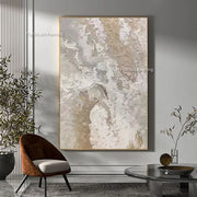 Beige White Abstract Oil Painting On Canvas Minimalist White Canvas Wall Art Handmade Large Textured White Wall Decor Unframed