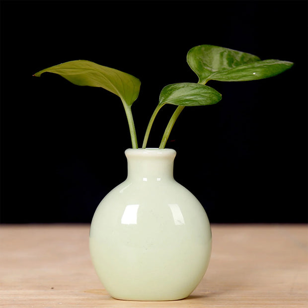 Mini Desktop Vase Cute Spherical Shape Ceramic Flower Pot For Hydrocotyle Vulgaris Lily Of The Valley Spring Gardening Accessory