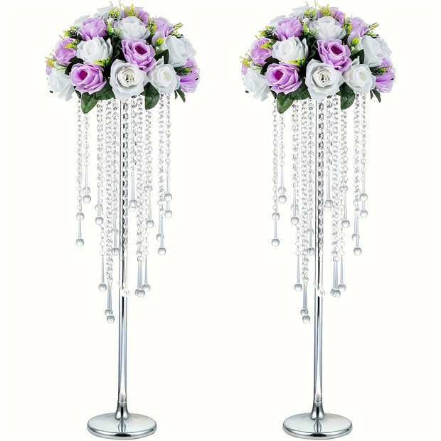 2-piece Acrylic Hanging Bead Flower Stand, Electroplated Flower Stand, Wedding Road Lead, Home Decoration, Party Decoration