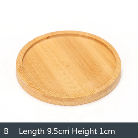 1PC 8 Design Flower Pot Holder Fleshy Bonsai Pad Bamboo Tray Wooden Flowerpot Tray Home Office Decor Planter Pots Mat Stand