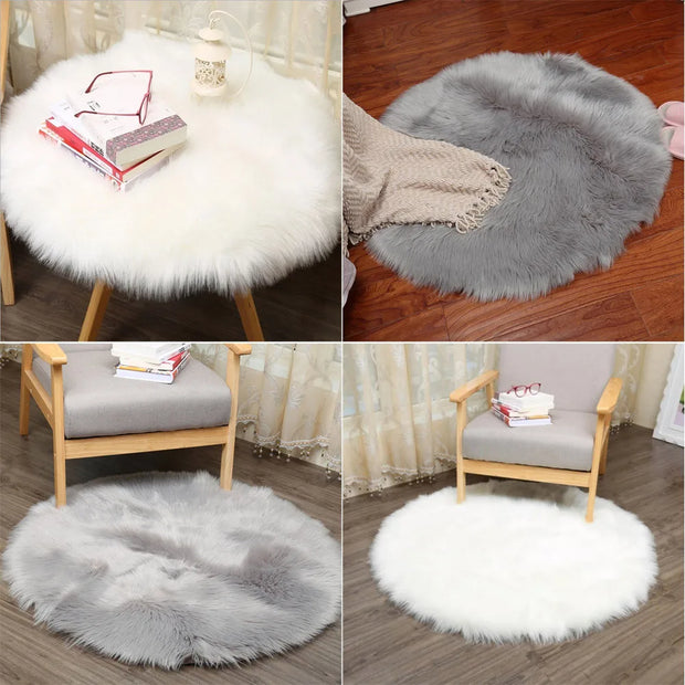 Ultra Soft Plush Round Rug Mat Fluffy White Carpet for Living Room Home Decor and Bedroomr Bedroom and Kids Room 30cm 50cm